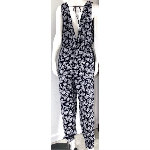 black and white floral jumpsuit